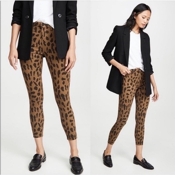 L'agence Margot Leopard Print Skinny Crop Jeans, Size 28 Nwot